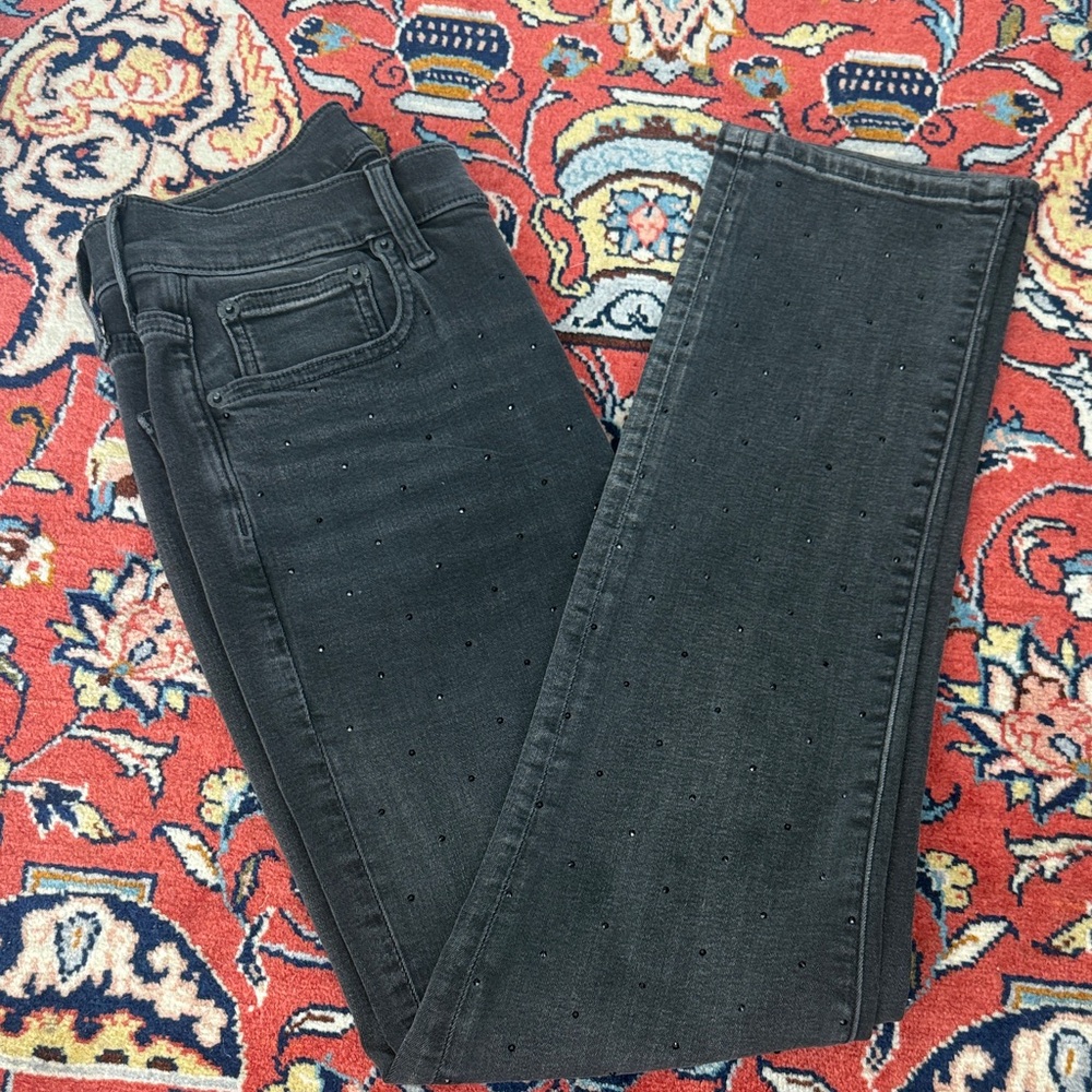 [J.Crew] Sparkly Black Washed - Essential Straight jeans
